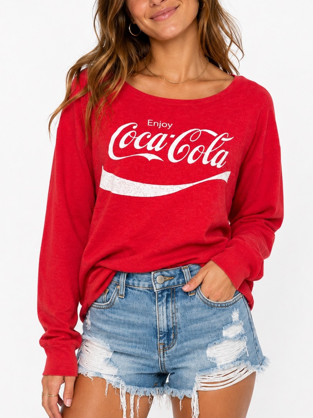 Wildfox Red Coca-Cola Graphic Long Sleeve Top